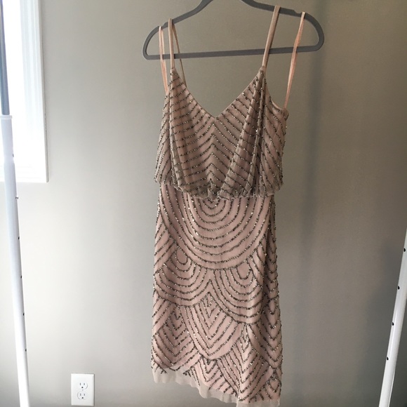 Adrianna Papell | Dresses | Adrianna Papell Dress Light Pink Wsilver Beading  | Poshmark